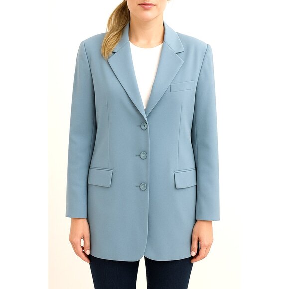 Vintage The Work Connection Light Blue Duster Blazer Button Up Retro Office 14 - Picture 1 of 11